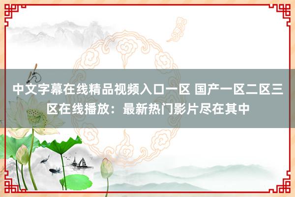 中文字幕在线精品视频入口一区 国产一区二区三区在线播放：最新热门影片尽在其中