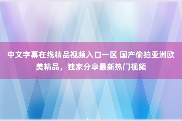 中文字幕在线精品视频入口一区 国产偷拍亚洲欧美精品，独家分享最新热门视频
