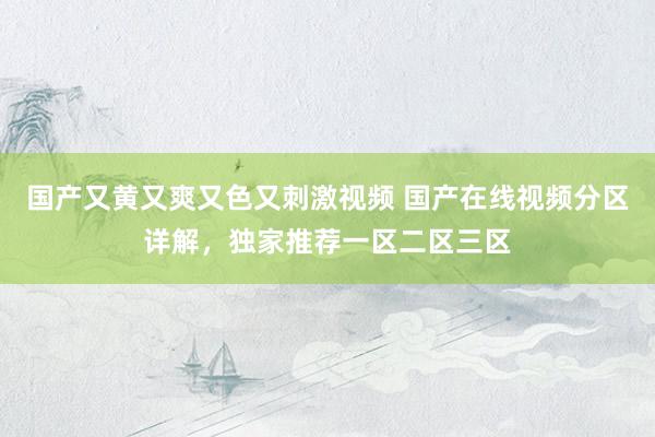 国产又黄又爽又色又刺激视频 国产在线视频分区详解，独家推荐一区二区三区
